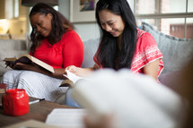 women reading Bibles at a women's group Bible study 
