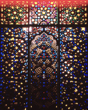 stained glass window  in a muslim mosque