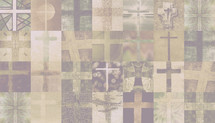 muted tan cross grid of squares