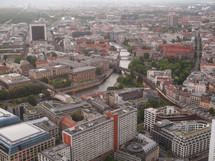 BERLIN, GERMANY - MAY 08, 2014: Aerial bird eye view of the city of Berlin Germany