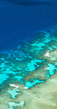 aerial view over a coral reef 