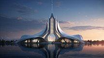 The Futuristic Large Church Built on the Shore