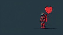 Heart and astronaut illustration copy space