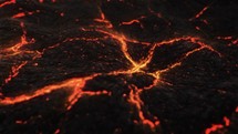 Volcanic Lava Cracked Ground. Morphing 3D Animation. macro shot	