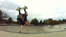skateboarder doing tricks at the skate park 