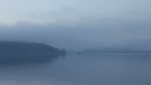 island and fog and water 