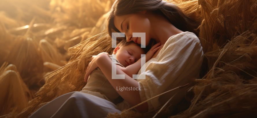 Maternity. Illustration. Mother and baby.