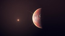 Realistic Planet Mars And Glowing Sun View On Space	