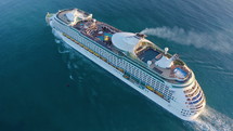 Aerial view of the cruise ship in open water