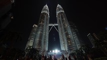 Time lapse view of Petronas Twin Towers at night 