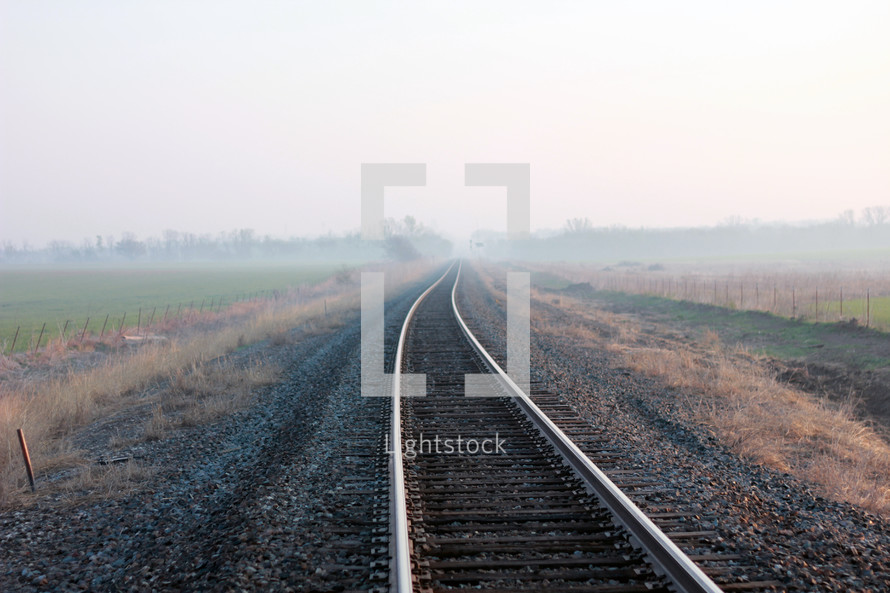 Train tracks in the countryside.