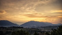 mountainous Italian landscape at sunset 