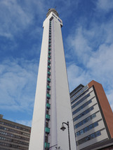 BIRMINGHAM, UK - SEPTEMBER 25, 2015: BT Tower is the telecommunications tower of British Telecom and the tallest building in Birmingham