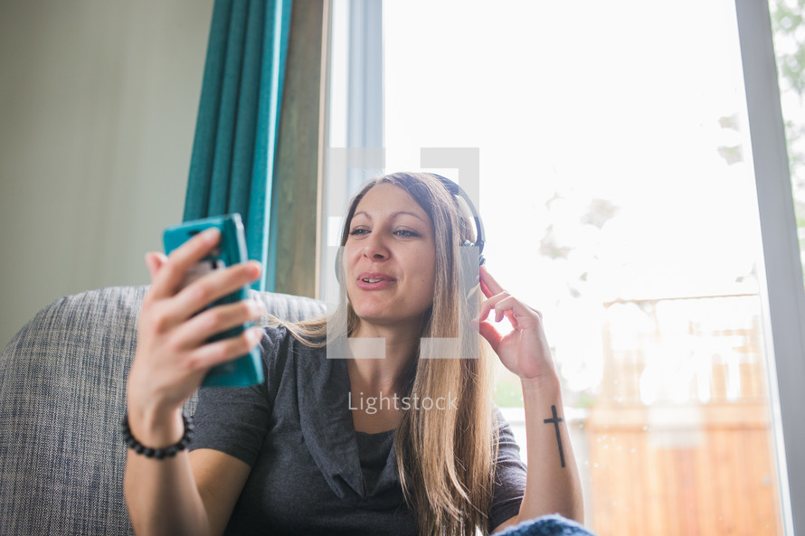 a woman using FaceTime 