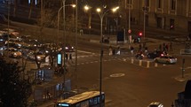 Timelapse of night Madrid, Spain Busy traffic intersection