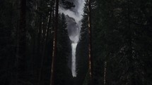 Forest waterfall in Yosemite National Park