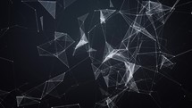 Polygonal space In dark background with connecting dots, lines and triangles	