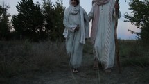 Mary and Joseph walking towards bethlehem 