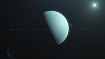 Orbit around Planet Uranus and the Sun in Outer-space	