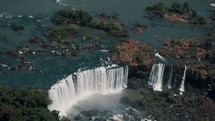Aerial View Of The Iguazu Falls On The Border Of The Argentina And Brazil.
