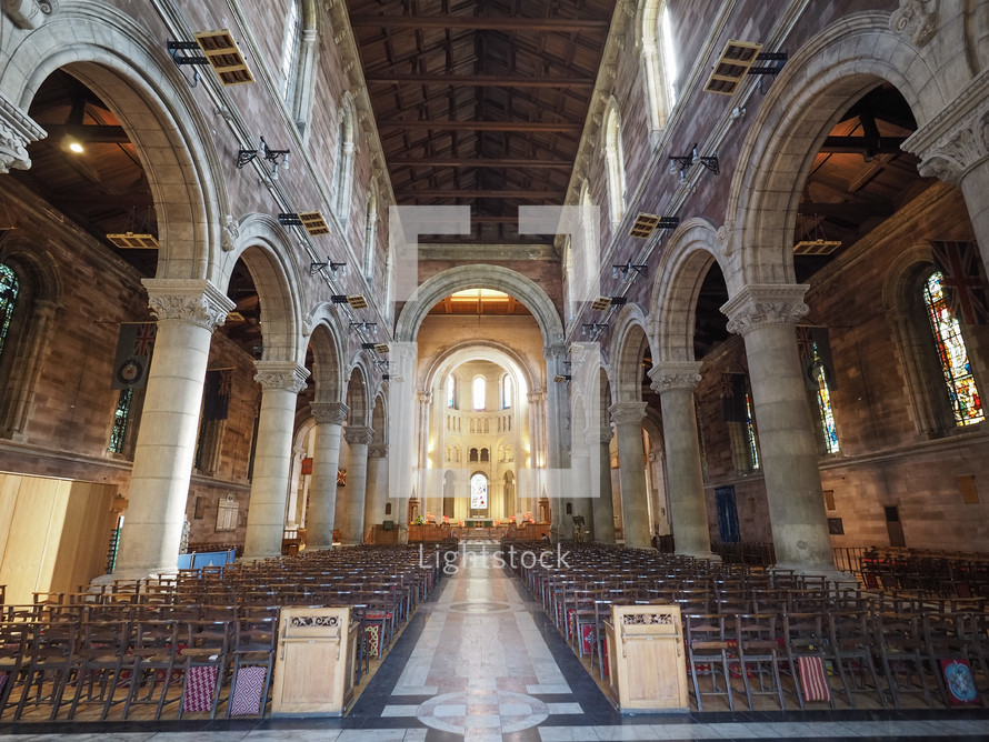 BELFAST, UK - CIRCA JUNE 2018: St Anne Cathedral (aka Belfast Cathedral) church interior