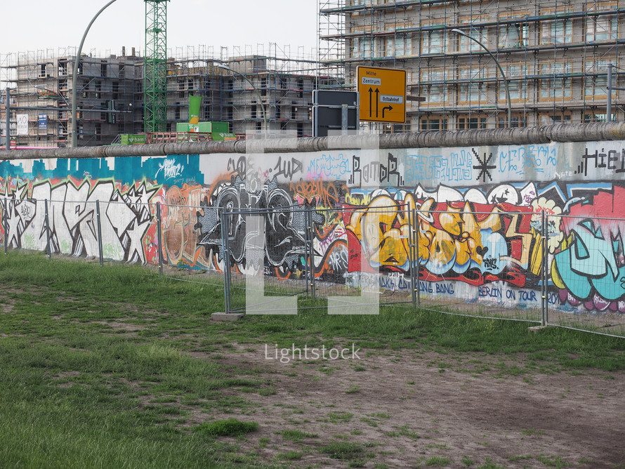 BERLIN, GERMANY - CIRCA JUNE 2016: East side gallery international memorial for freedom is a section of the Berlin Wall with graffiti street art in Friedrichshain Kreuzberg