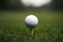 Golf ball on a grass golf course