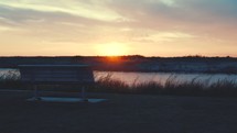 bench by a river at sunset (Slow motion, 24fps)