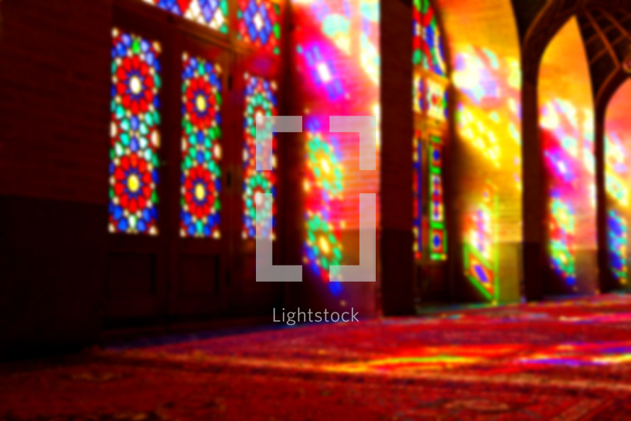 colors from stain glass windows from a mosque in Iran 