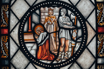 Jesus praying stained glass window 