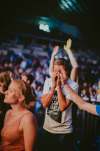 emotional tears at a Christian concert in Prague 