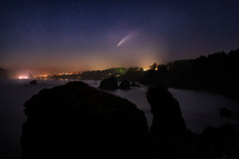 Neowise comet over a shore 