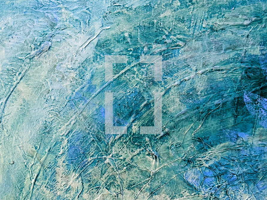 roughly textured canvas with blue, green and light yellow paint - abstract background