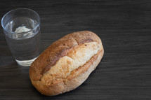 water and bread closeup 