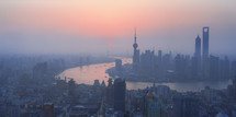 Elevated  View of Shanghai and the Bund at dawn
China. Asia.- editorial use only
