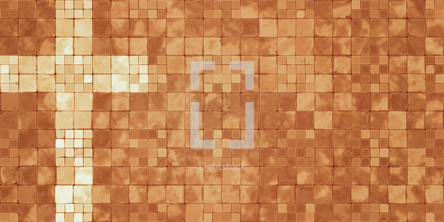rust color tiles with lighter cross