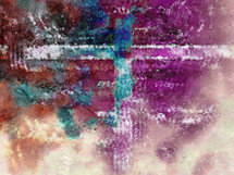 abstract painted cross with dabbed texture