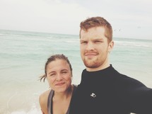 a couple on a beach 