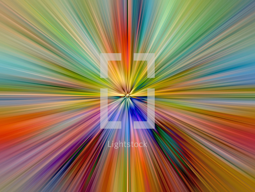 centered radiating multicolored rays - graphic design element