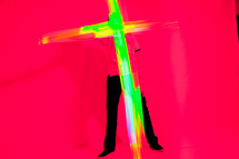 cross made out of neon light