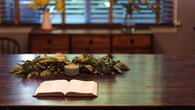 Bible on a wooden table 
