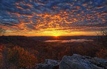 Overlook of the sunset in the Smoky Mountains