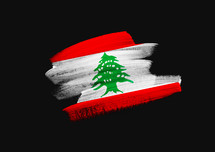 brush stroked flag of Lebanon 