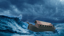 Noah's ark in a stormy sea 
