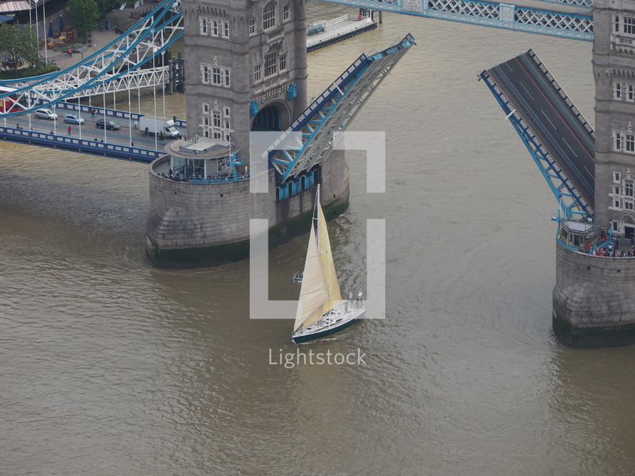 Aerial view of Tower Bridge in London, UK