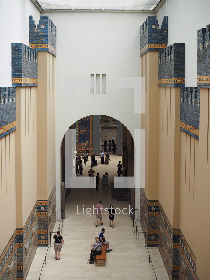 BERLIN, GERMANY - CIRCA JUNE 2016: Tourists visiting the Pergamonmuseum in Museumsinsel (meaning Museums Island)