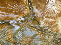 Natural Patterns - closeup of moving water flowing over large brown rocks