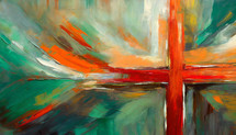 Oil painted expressive cross with space for words 