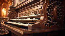 Keys on an ornate organ
