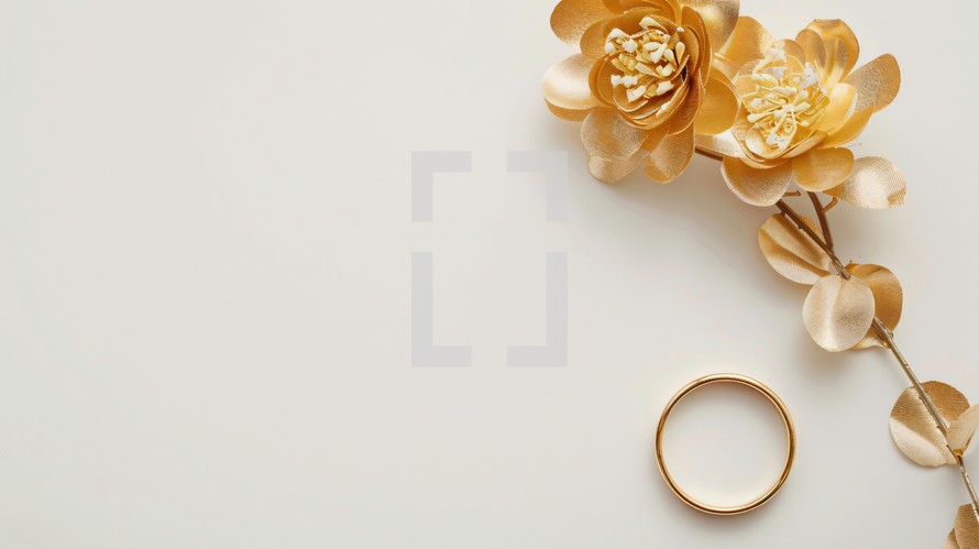 Wedding Ring And A Rose For Invitation
